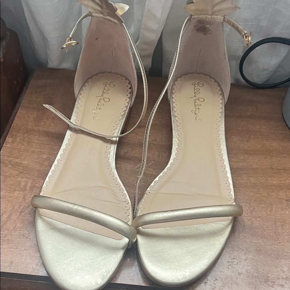Lilly Pulitzer Gold Ankle Strap Sandals